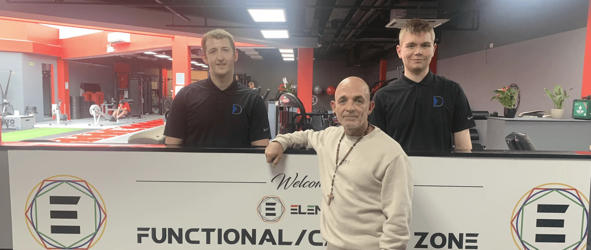 A photo of Ethan and Danny with Carl from Elements Fitness & Wellbeing in Stafford
